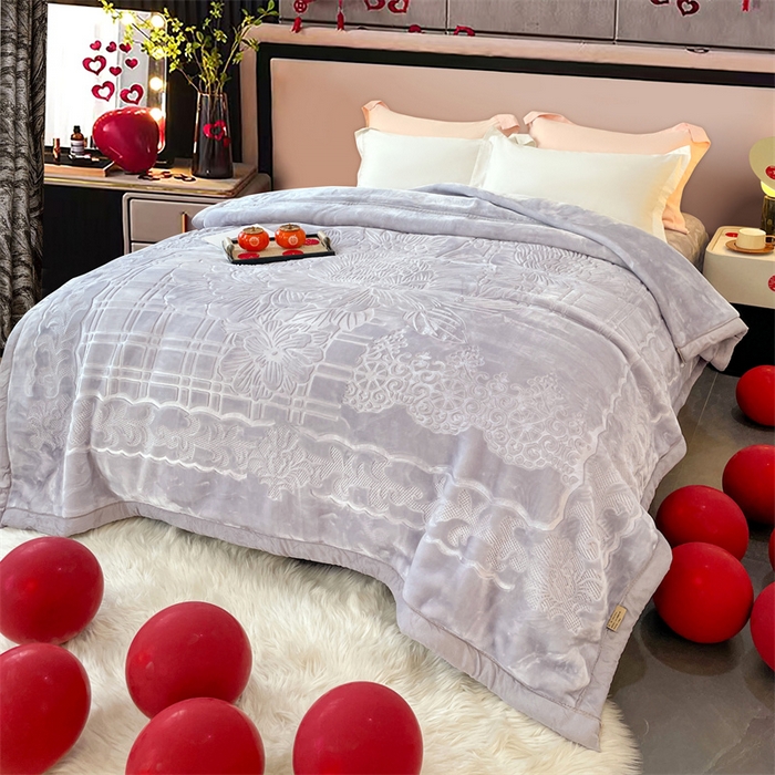 91家纺网 家纺一手货源 找家纺 凯轩毛毛毯毯子网销专供 2024新款5D压花素色云毛毯毯子毛毛毯毯子毛毯毯子子 素雅-灰