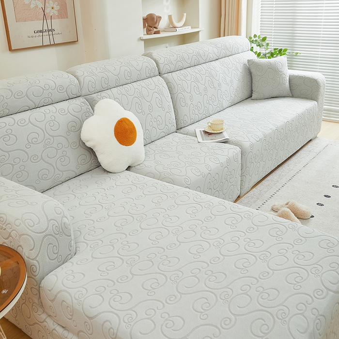 91家纺网 家纺一手货源 找家纺 丝绮鹿 2024新款年华松紧款沙发套（贵妃图） 浅灰