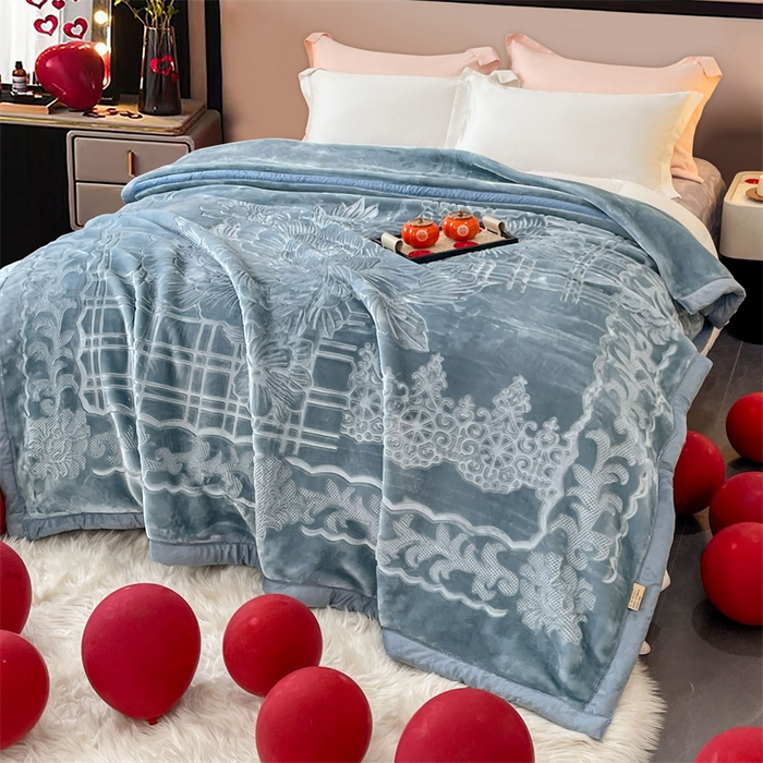 91家纺网 家纺一手货源 找家纺 （总） 2024新款 毛毛毯毯子 保暖毛毯毯子 婚庆毛毯毯子 5D压花素色云毛毯毯子