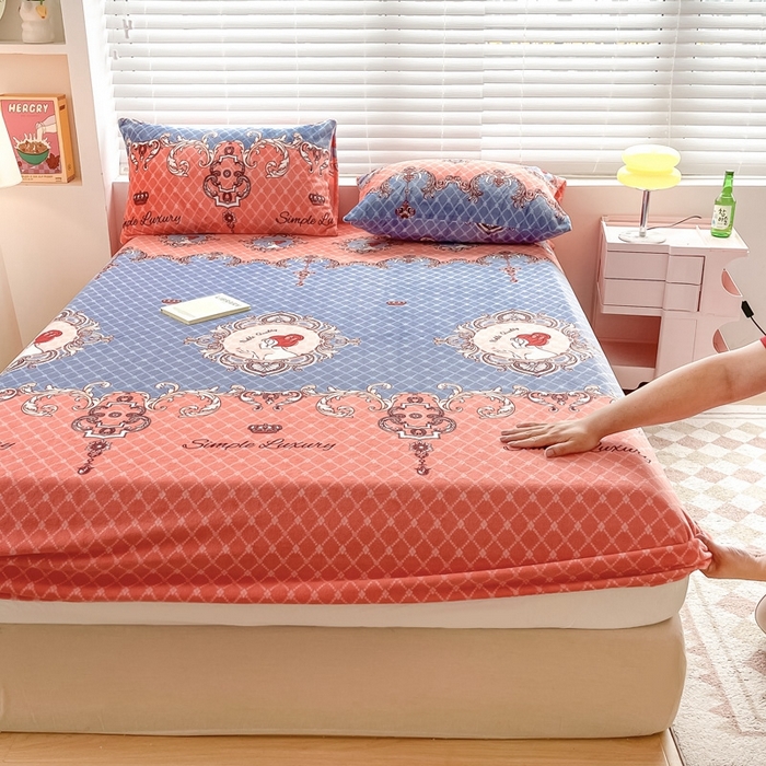 91家纺网 家纺一手货源 找家纺 芯元素 2024新款牛奶绒印花床笠 励志女孩