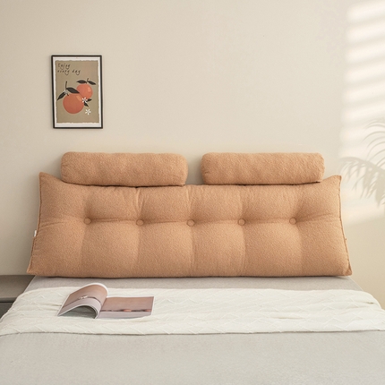 91家纺网 家纺一手货源 找家纺 一兰家纺 2024新款泰迪绒三角靠垫床头大靠背腰靠沙发靠背可拆洗-楠妮系列 楠妮-芥末黄