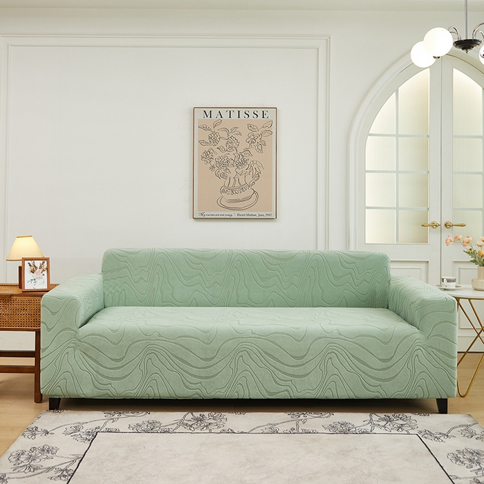 91家纺网 家纺一手货源 找家纺 丝绮鹿 2024新款曲意松紧款沙发套（三人图） 草绿