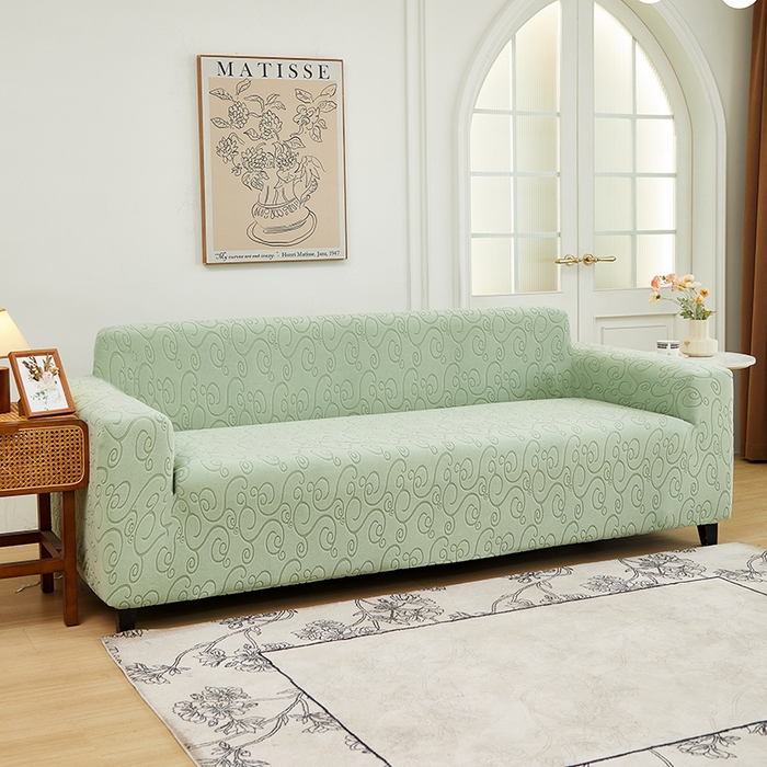 91家纺网 家纺一手货源 找家纺 丝绮鹿 2024新款年华松紧款沙发套（三人图） 草绿