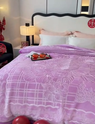 91家纺网 家纺一手货源 找家纺 凯轩毛毛毯毯子网销专供 2024新款5D压花素色云毛毯毯子毛毛毯毯子毛毯毯子子 素雅-浅紫