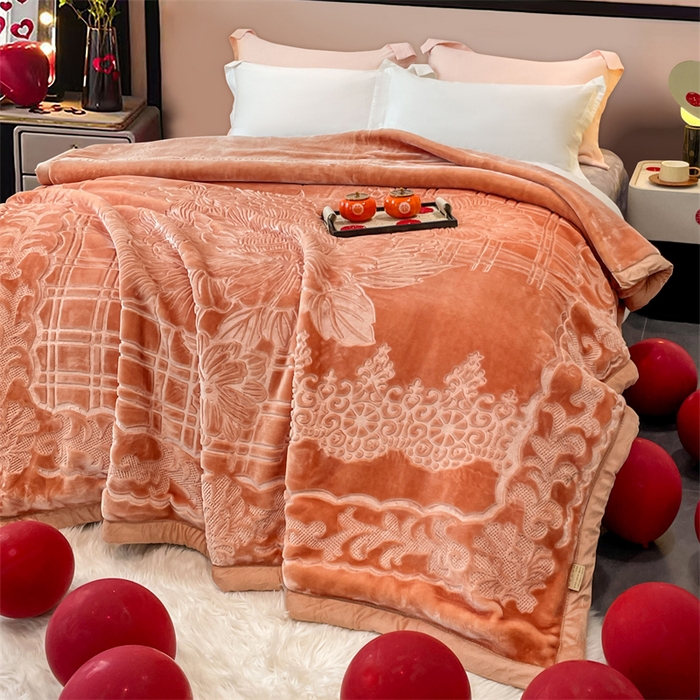 91家纺网 家纺一手货源 找家纺 凯轩毛毛毯毯子网销专供 2024新款5D压花素色云毛毯毯子毛毛毯毯子毛毯毯子子 素雅-玉色