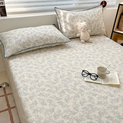 （买家秀 不断货）A类母婴级全棉纯棉床单纯棉全棉床笠双层纱床笠床罩卡通床笠儿童床垫套保护罩--单床笠 瑞莎灰（床笠）