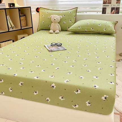 （买家秀 不断货）A类母婴级全棉纯棉床单纯棉全棉床笠双层纱床笠床罩卡通床笠儿童床垫套保护罩--单床笠 帽子狗（床笠）