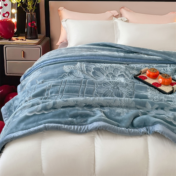 91家纺网 家纺一手货源 找家纺 凯轩毛毛毯毯子网销专供 2024新款5D压花素色云毛毯毯子毛毛毯毯子毛毯毯子子 素雅-蓝灰