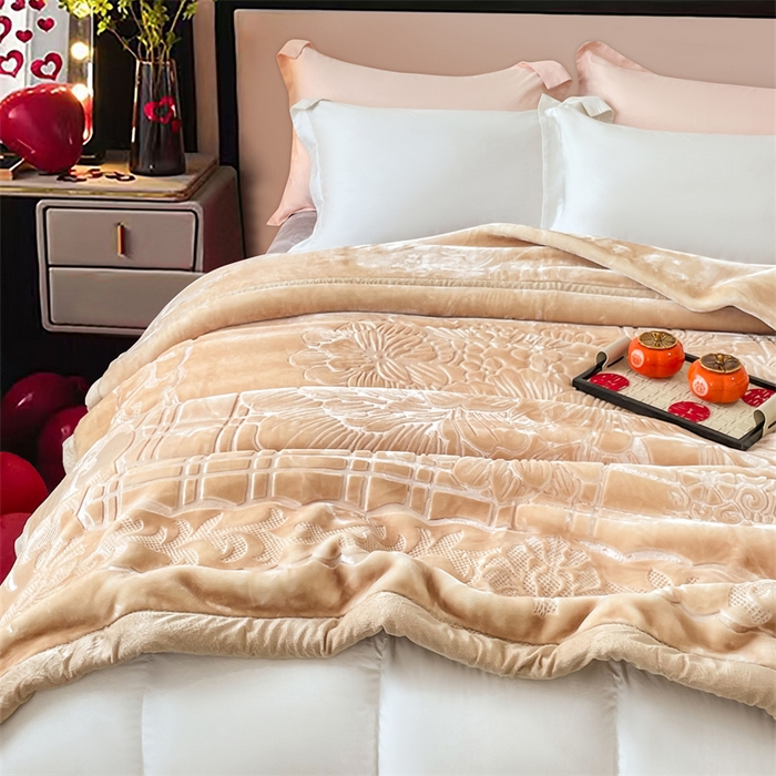 91家纺网 家纺一手货源 找家纺 凯轩毛毛毯毯子网销专供 2024新款5D压花素色云毛毯毯子毛毛毯毯子毛毯毯子子 素雅-浅驼