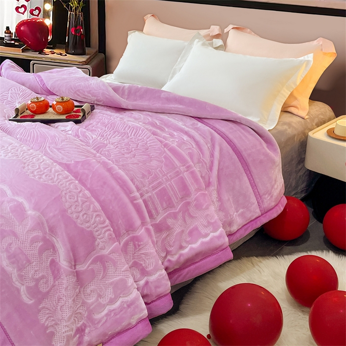 91家纺网 家纺一手货源 找家纺 凯轩毛毛毯毯子网销专供 2024新款5D压花素色云毛毯毯子毛毛毯毯子毛毯毯子子 素雅-浅紫