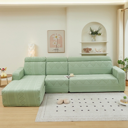 91家纺网 家纺一手货源 找家纺 丝绮鹿 2024新款菲亚松紧款沙发套（贵妃图） 草绿