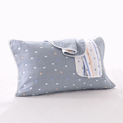 91家纺网 家纺一手货源 找家纺 （买家秀爆款花型不断货）A类母婴级全棉纯棉六层纱多功能枕巾多层宽边枕巾无印风流苏纱布枕巾50*80cm/对 爱心灰