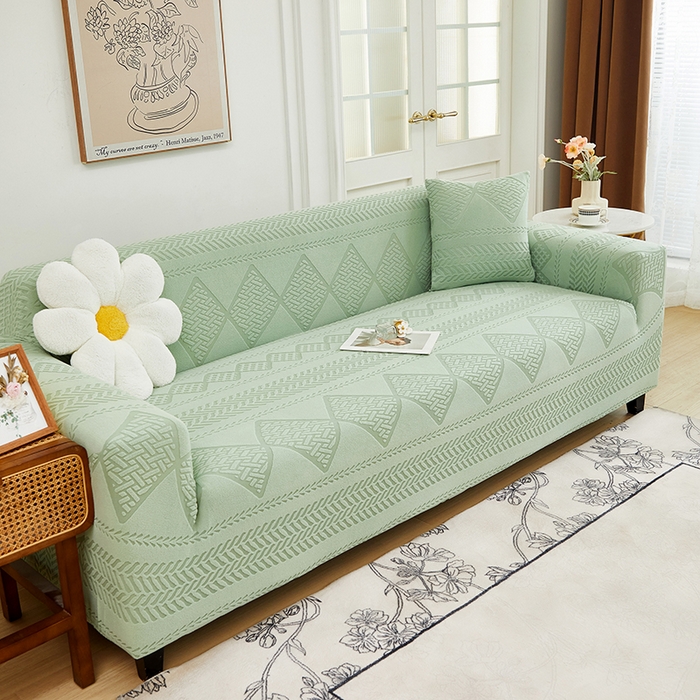 91家纺网 家纺一手货源 找家纺 丝绮鹿 2024新款菲亚松紧款沙发套（三人图） 草绿