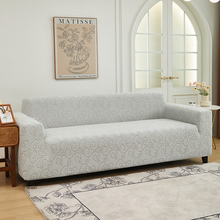 91家纺网 家纺一手货源 找家纺 丝绮鹿 2024新款年华松紧款沙发套（三人图） 浅灰