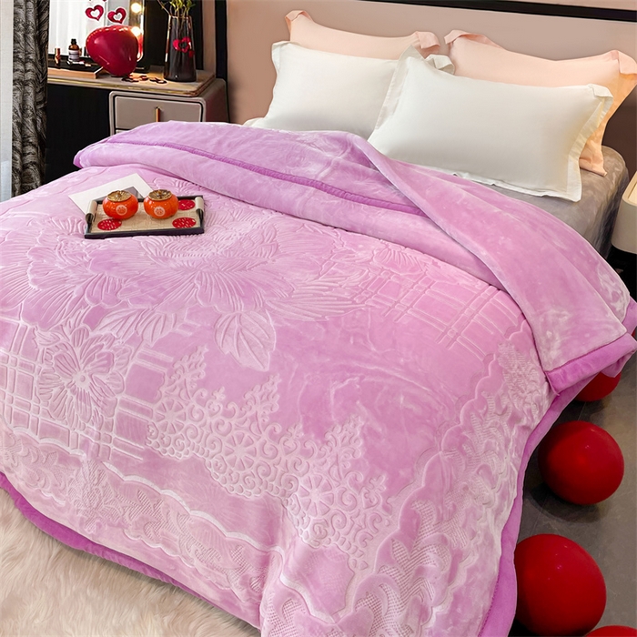 91家纺网 家纺一手货源 找家纺 凯轩毛毛毯毯子网销专供 2024新款5D压花素色云毛毯毯子毛毛毯毯子毛毯毯子子 素雅-浅紫