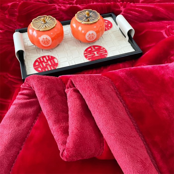 91家纺网 家纺一手货源 找家纺 凯轩毛毛毯毯子网销专供 2024新款5D压花素色云毛毯毯子毛毛毯毯子毛毯毯子子 素雅-酒红