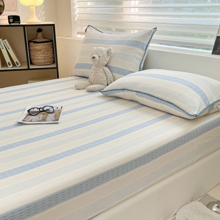 91家纺网 家纺一手货源 找家纺 （买家秀 不断货）A类母婴级全棉纯棉床单纯棉全棉床笠双层纱床笠床罩卡通床笠儿童床垫套保护罩--单床笠 川纱蓝（床笠）