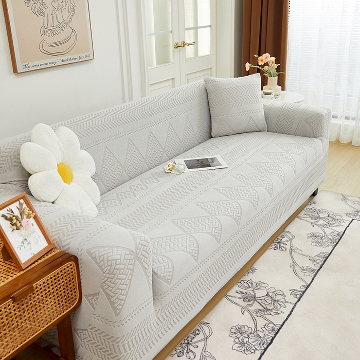 91家纺网 家纺一手货源 找家纺 丝绮鹿 2024新款菲亚松紧款沙发套（三人图） 浅灰