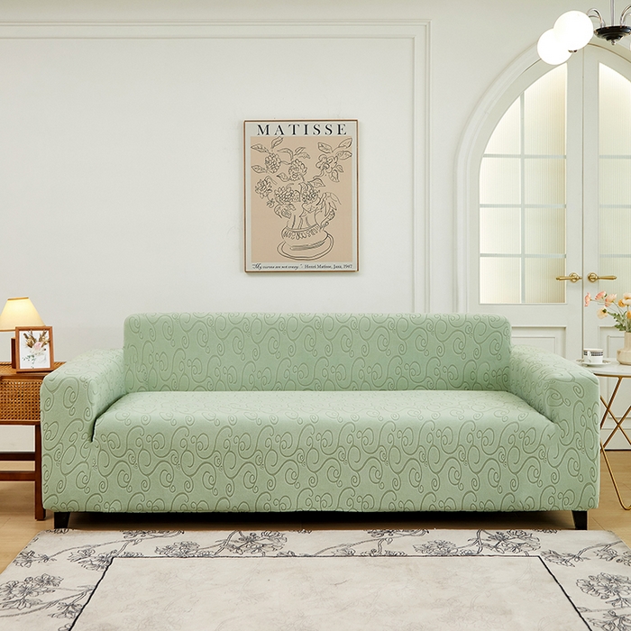 91家纺网 家纺一手货源 找家纺 丝绮鹿 2024新款年华松紧款沙发套（三人图） 草绿