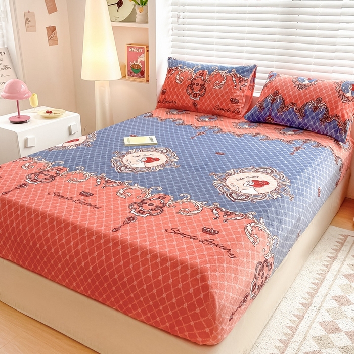 91家纺网 家纺一手货源 找家纺 芯元素 2024新款牛奶绒印花床笠 励志女孩