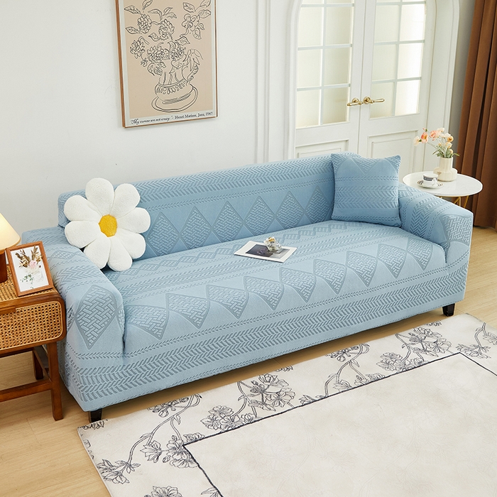 91家纺网 家纺一手货源 找家纺 丝绮鹿 2024新款菲亚松紧款沙发套（三人图） 淡蓝