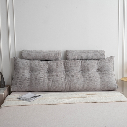 91家纺网 家纺一手货源 找家纺 一兰家纺 2024新款新款加厚立绒格三角靠垫床头大靠背腰靠沙发靠背可拆洗-堡丁系列 堡丁-松驰灰