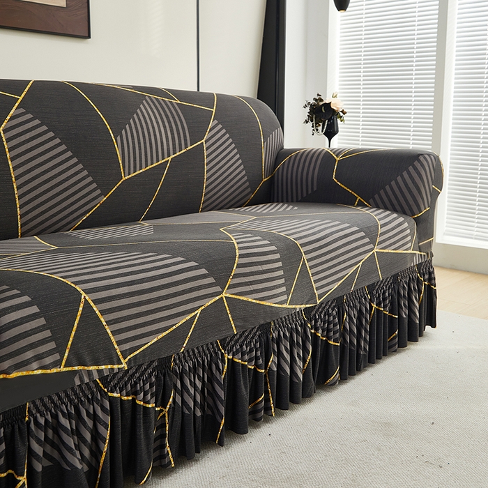 91家纺网 家纺一手货源 找家纺 共鸣沙发套 2024新款牛奶丝系列沙发套（裙摆款） 墨岩