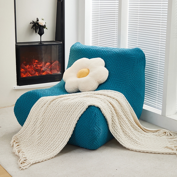 91家纺网 家纺一手货源 找家纺 共鸣沙发套 2024新款拉绒提花系列懒人沙发套 拉绒橄榄绿