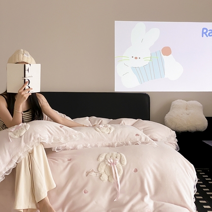 MIU缪家居 2024新款加厚牛奶绒四件套-伽百利-风格一 伽百利-粉色