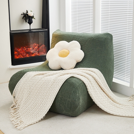 共鸣沙发套 2024新款臻品提花系列懒人沙发套（织叶花系） 织叶松绿