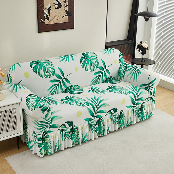 91家纺网 家纺一手货源 找家纺 共鸣沙发套 2024新款牛奶丝系列沙发套（裙摆款） 春意盎然