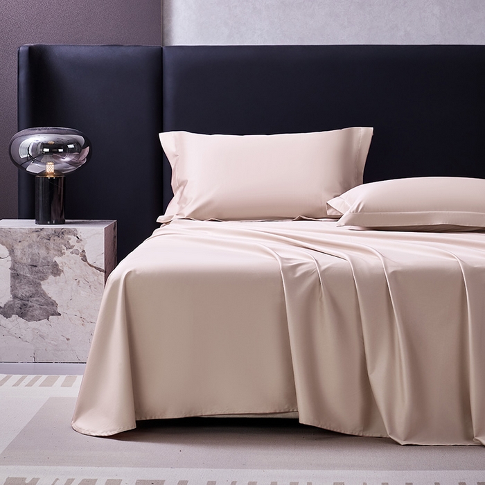 91家纺网 家纺一手货源 找家纺 轩和家居  2024新款70S长绒棉四件套 画眉粉