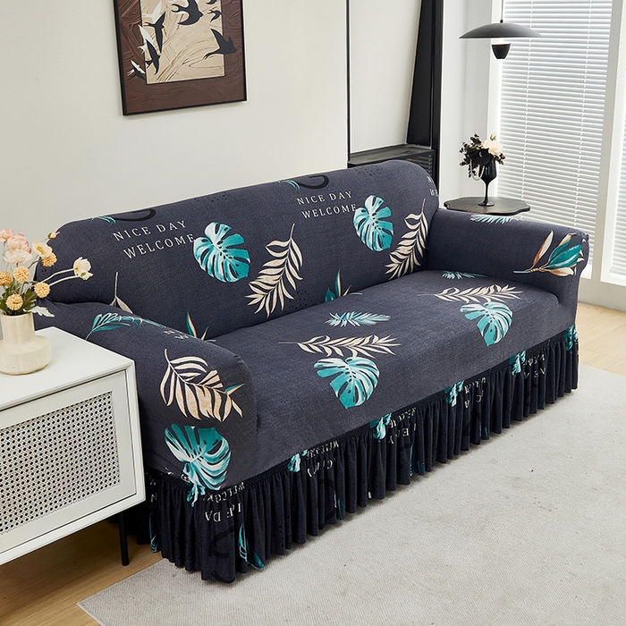 91家纺网 家纺一手货源 找家纺 共鸣沙发套 2024新款牛奶丝系列沙发套（裙摆款） 一叶知秋