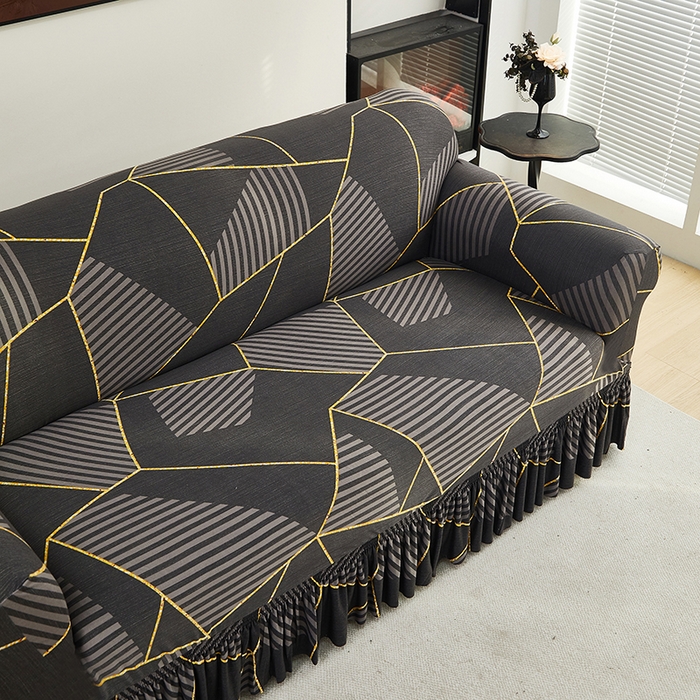 91家纺网 家纺一手货源 找家纺 共鸣沙发套 2024新款牛奶丝系列沙发套（裙摆款） 墨岩