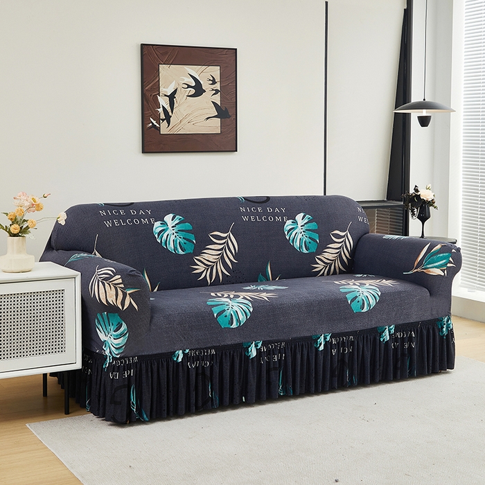 91家纺网 家纺一手货源 找家纺 共鸣沙发套 2024新款牛奶丝系列沙发套（裙摆款） 一叶知秋