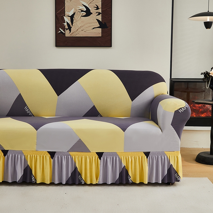 91家纺网 家纺一手货源 找家纺 共鸣沙发套 2024新款牛奶丝系列沙发套（裙摆款） 普罗旺斯