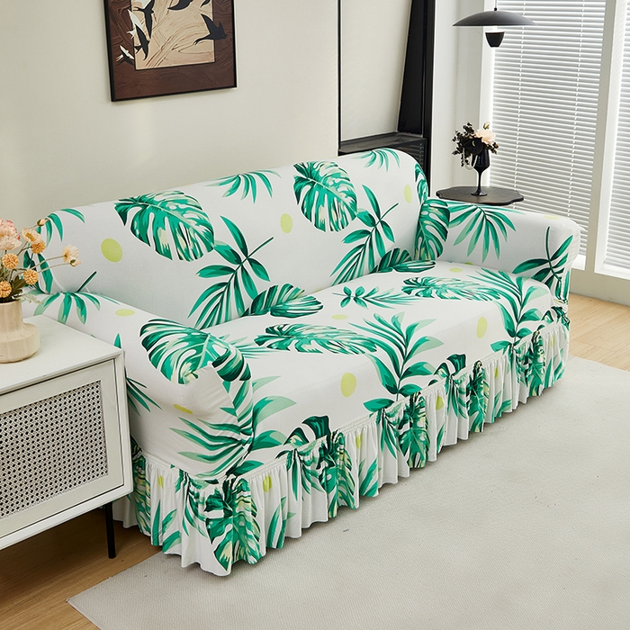 91家纺网 家纺一手货源 找家纺 共鸣沙发套 2024新款牛奶丝系列沙发套（裙摆款） 春意盎然