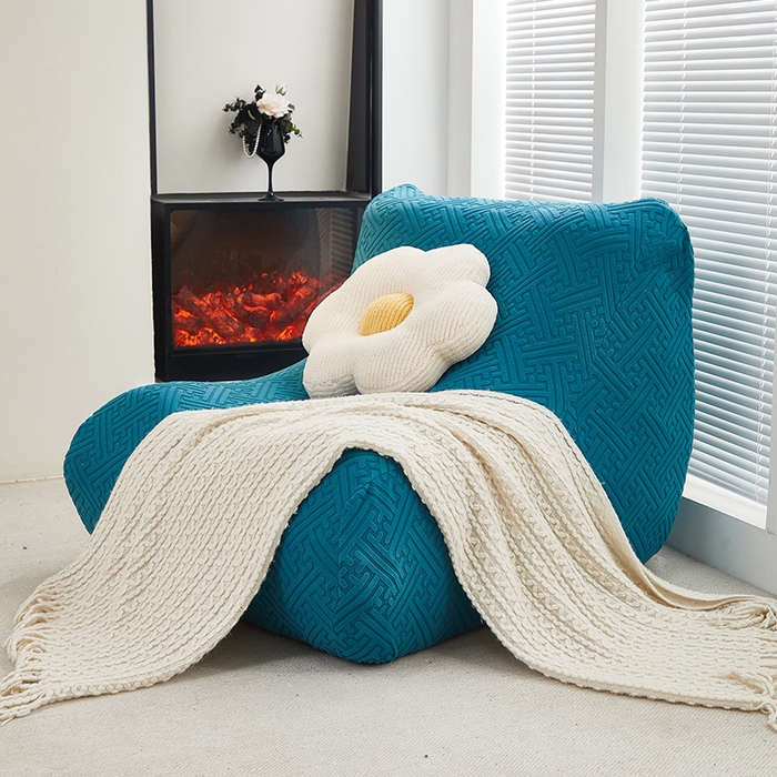 91家纺网 家纺一手货源 找家纺 共鸣沙发套 2024新款拉绒提花系列懒人沙发套 拉绒橄榄绿