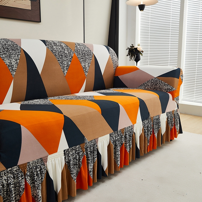 91家纺网 家纺一手货源 找家纺 共鸣沙发套 2024新款牛奶丝系列沙发套（裙摆款） 魔方