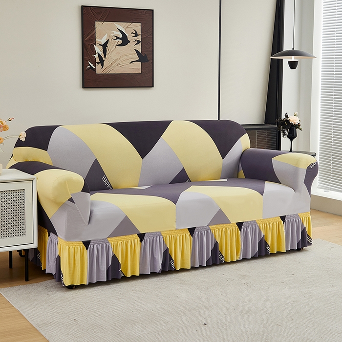 91家纺网 家纺一手货源 找家纺 共鸣沙发套 2024新款牛奶丝系列沙发套（裙摆款） 普罗旺斯