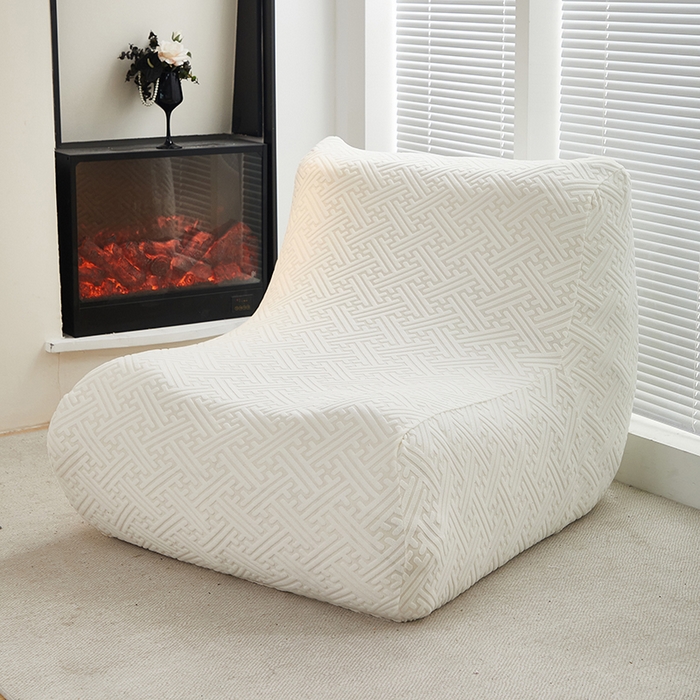 91家纺网 家纺一手货源 找家纺 共鸣沙发套 2024新款拉绒提花系列懒人沙发套 拉绒白色