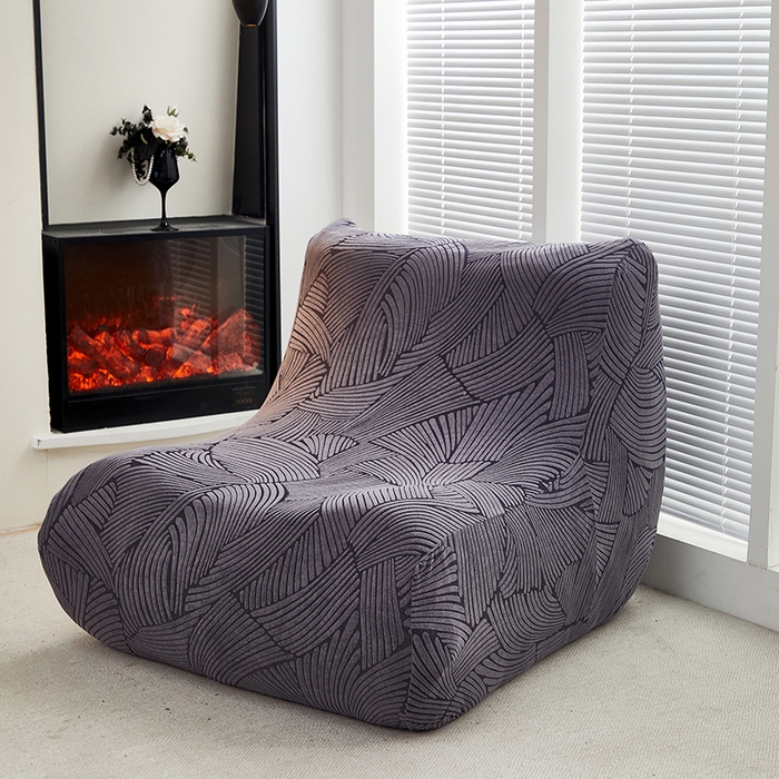 91家纺网 家纺一手货源 找家纺 共鸣沙发套 2024新款臻品提花系列懒人沙发套（枫纹花系） 枫纹深灰