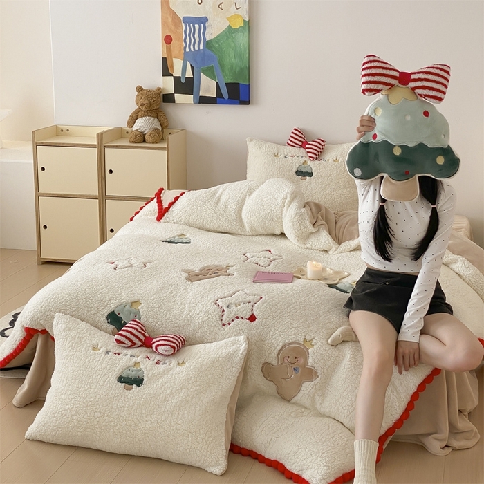 91家纺网 家纺一手货源 找家纺 （总）MIU缪家居 2024新款羊羔绒牛奶绒四件套-跳跳糖