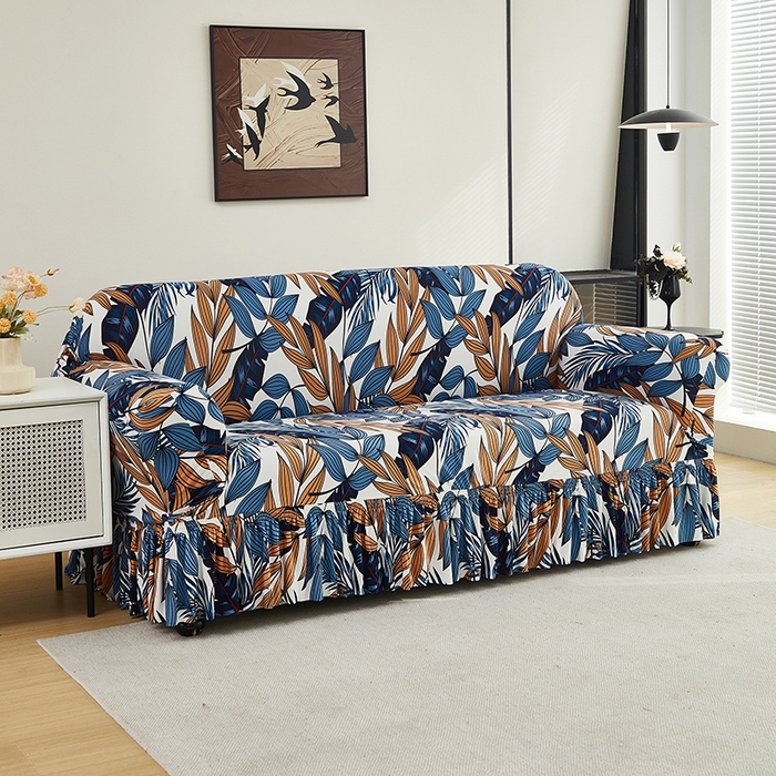 91家纺网 家纺一手货源 找家纺 共鸣沙发套 2024新款牛奶丝系列沙发套（裙摆款） 静叶