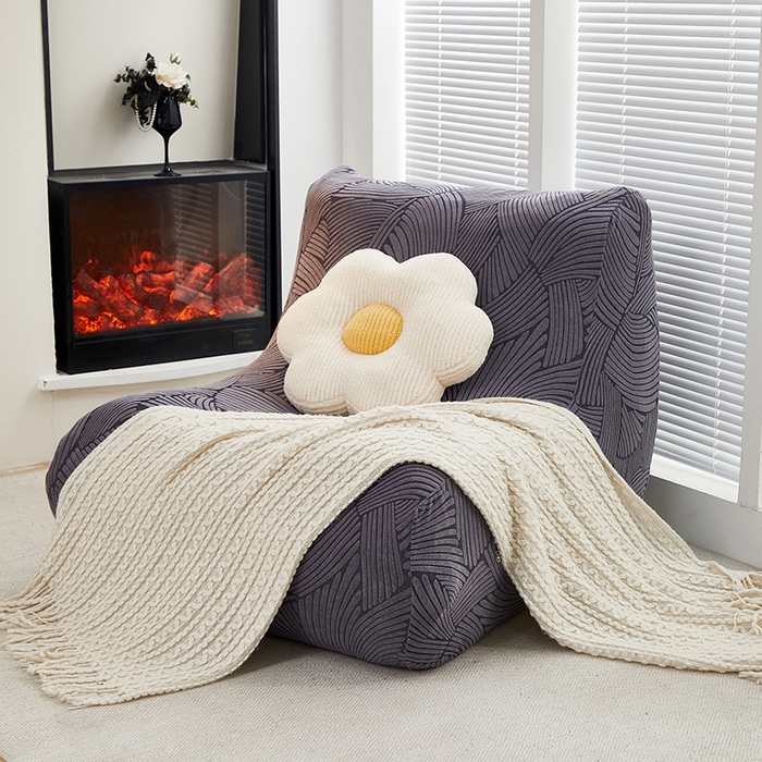 91家纺网 家纺一手货源 找家纺 共鸣沙发套 2024新款臻品提花系列懒人沙发套（枫纹花系） 枫纹深灰