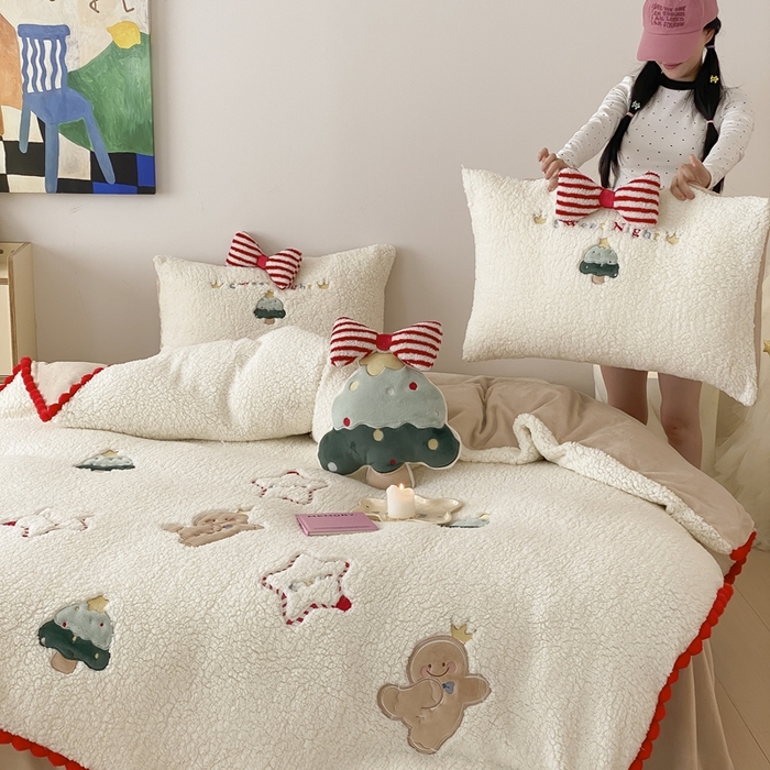 91家纺网 家纺一手货源 找家纺 （总）MIU缪家居 2024新款羊羔绒牛奶绒四件套-跳跳糖