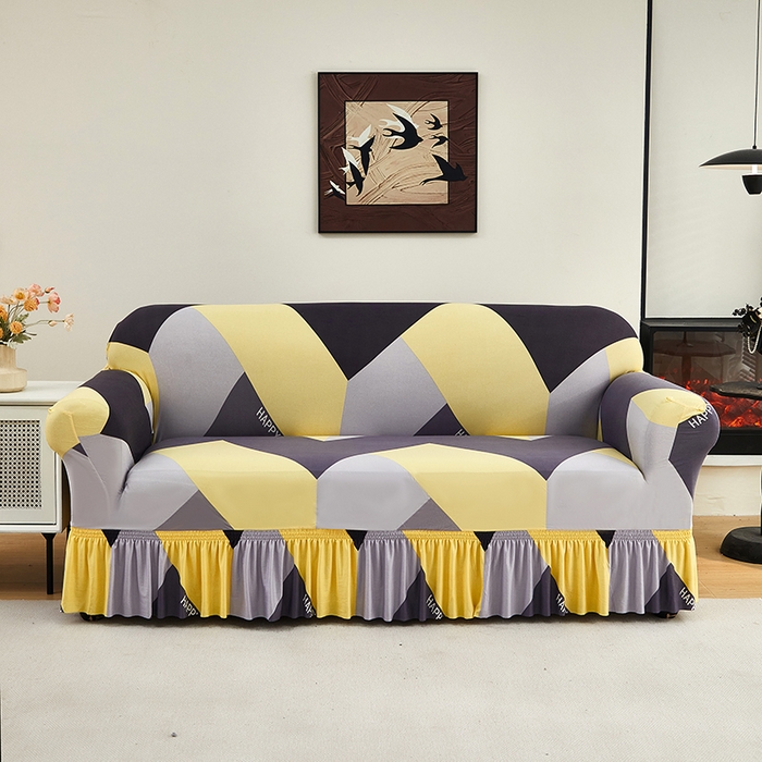 91家纺网 家纺一手货源 找家纺 共鸣沙发套 2024新款牛奶丝系列沙发套（裙摆款） 普罗旺斯