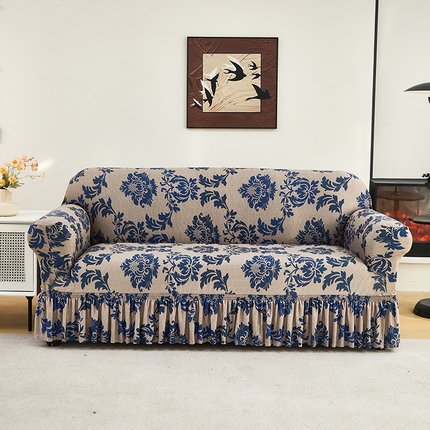 91家纺网 家纺一手货源 找家纺 共鸣沙发套 2024新款牛奶丝系列沙发套（裙摆款） 简欧