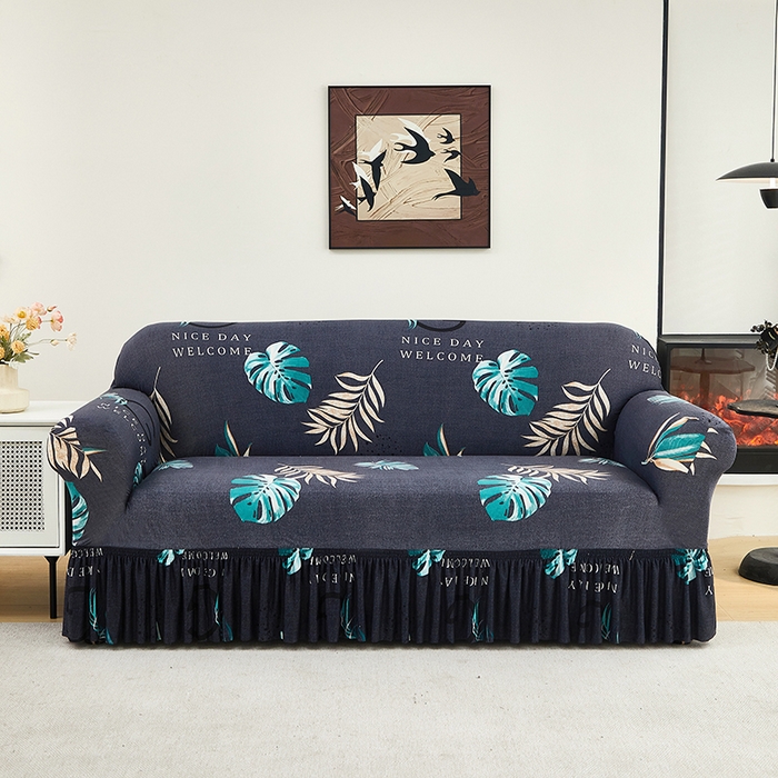 91家纺网 家纺一手货源 找家纺 共鸣沙发套 2024新款牛奶丝系列沙发套（裙摆款） 一叶知秋