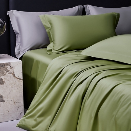 轩和家居  2024新款70S长绒棉四件套 韶华绿